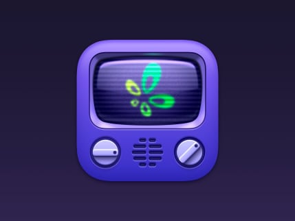 App icon for Owncasts showing an old, purple vintage tv screen – iOS version