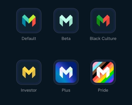 Screenshot of some Monzo app icons