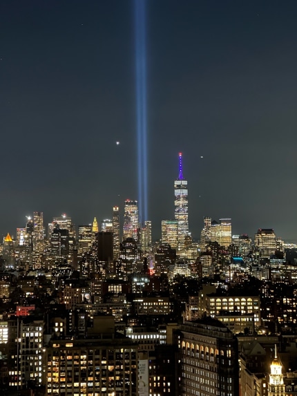 NYC skyline around Sept 11 at night