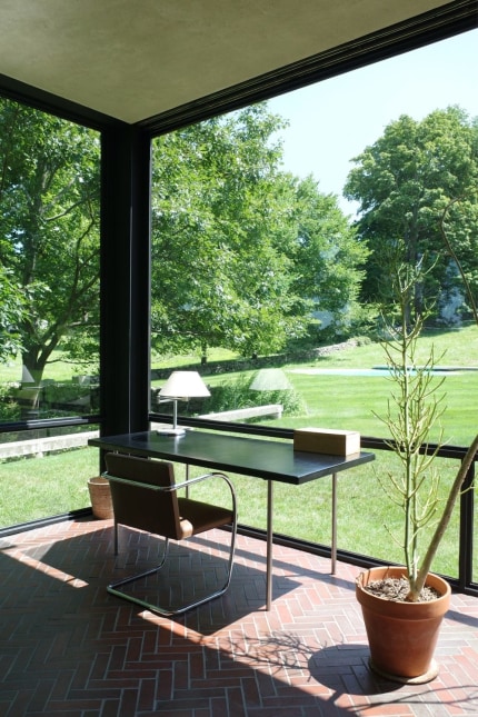 Glass House in New Canaan, Connecticut, desk area