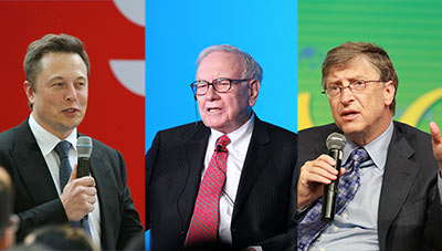 Reading. Bill Gates, Warren Buffett, and Elon Musk