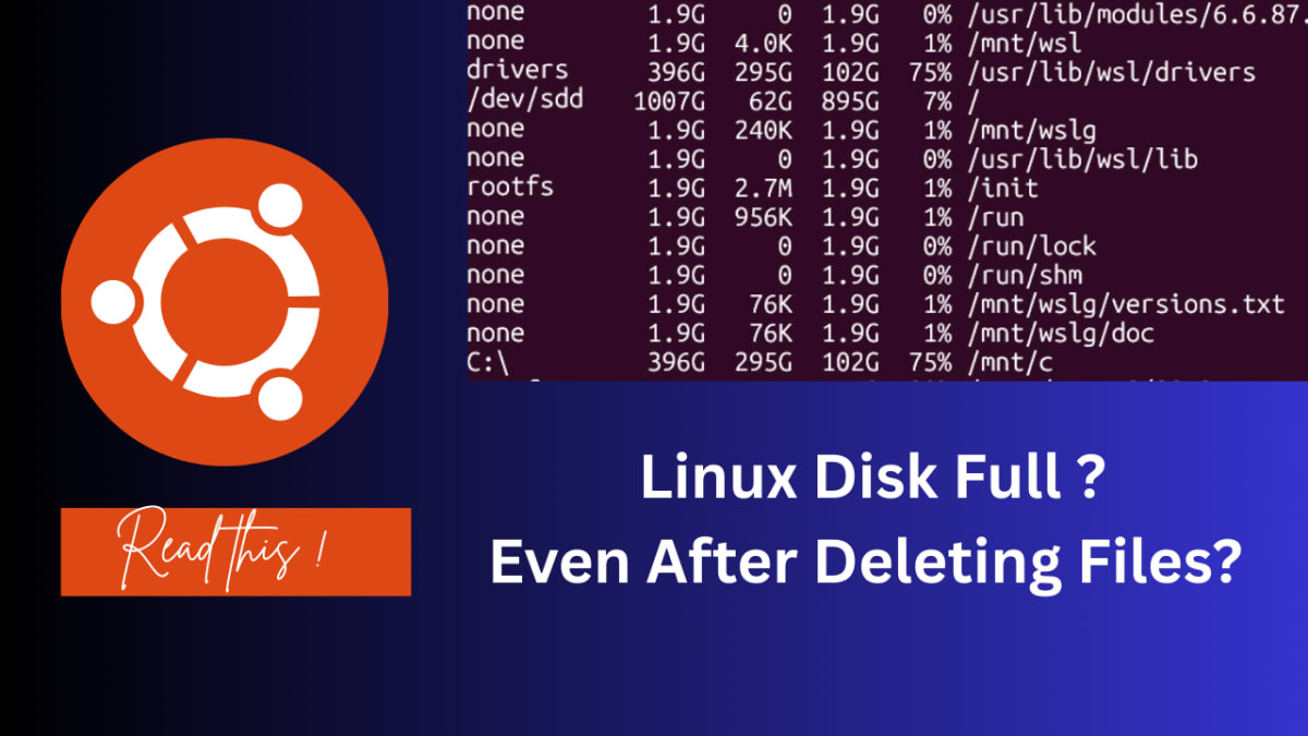 How to Recover Disk Space - Linux Disk Full Even After Deleting Files? Use lsof +L1 to Find and Fix Open Deleted Files