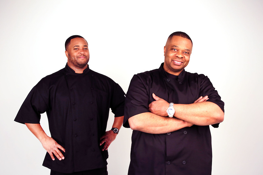Chefs Lorenzo Spratling and Mandell Crawford, owners and operators of Touch of Class Catering: Regina H. Boone Photography: