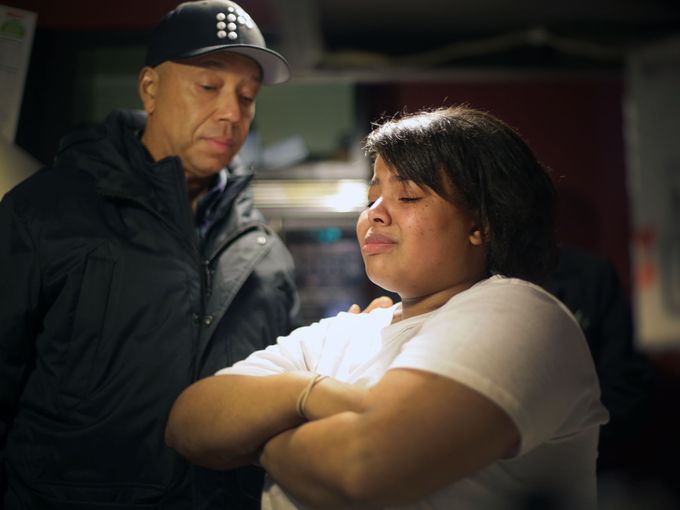 Russell and Nakeyja Cade share poignat moment and tears for Flint victims