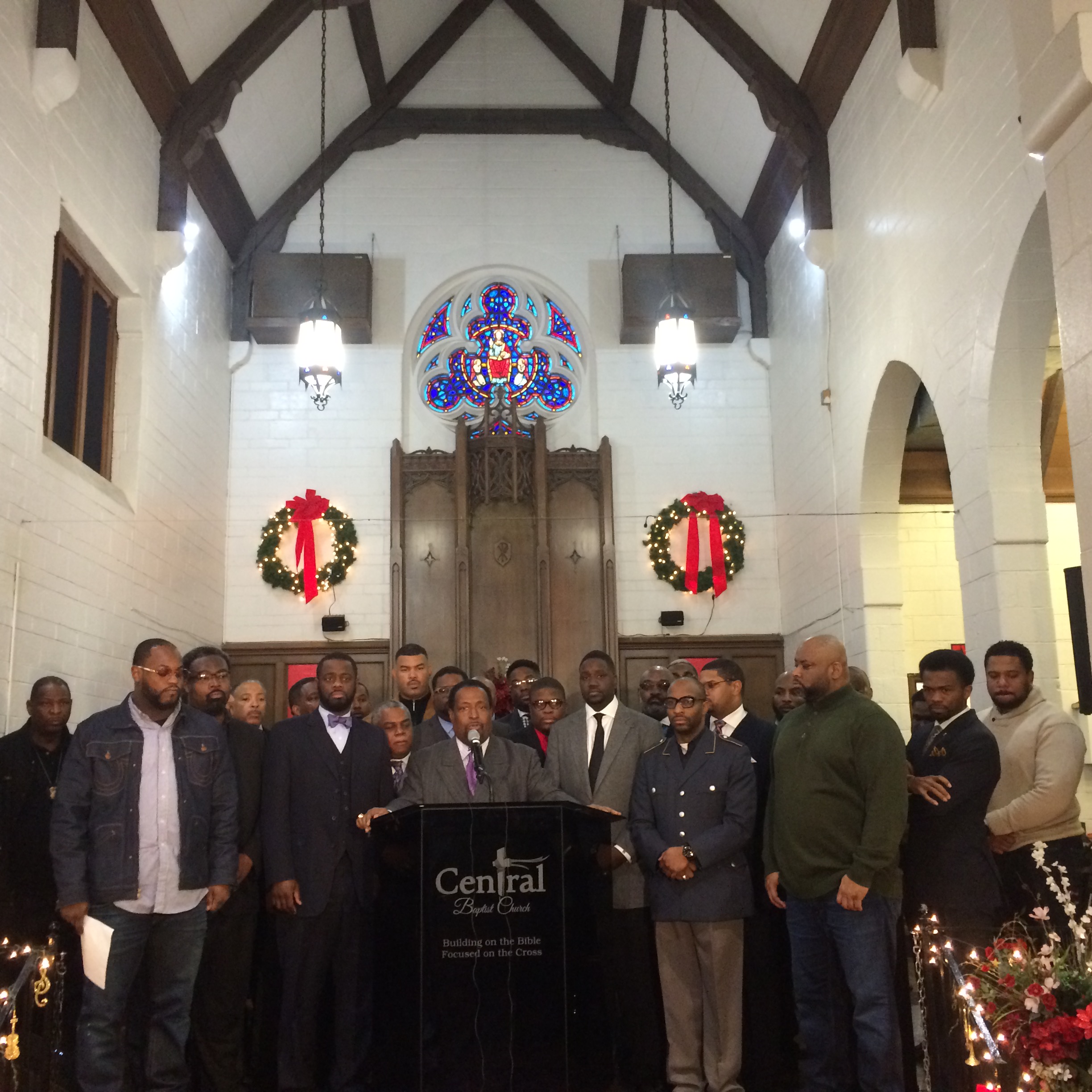 Bishop Edgar Vann addresses press conference. Photo Credit: Keith A. Owens