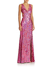 Hailey Logan Sequined Cutout Gown