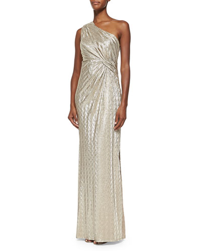 Laundry by Shelli Segal One-Shoulder Textured Metallic Gown $97 @ Neiman Marcus.com