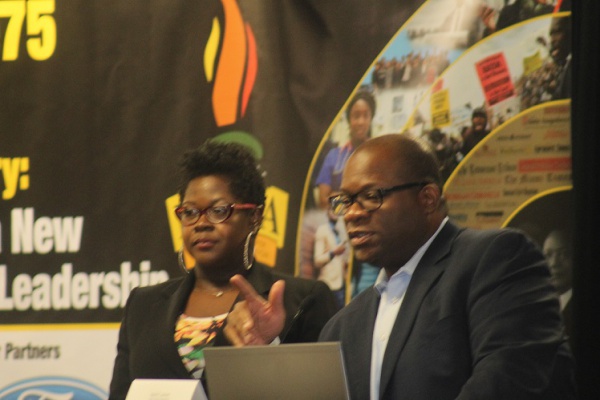 Real Times Media CEO and Michigan Chronicle publisher, Hiram Jackson and Real Times Media VP of Business, Tanisha Leonard