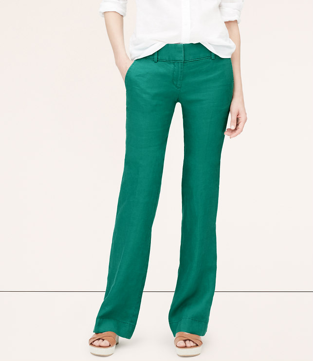 Linen wide legged trouser in Marisa fit on loft.com $69.50