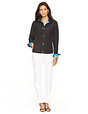 Black/Turquoise Lauren Ralph Lauren Quilted Mockneck Jacket Reg $198 Sale $89.10 at Lord and Taylor.com