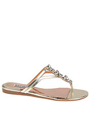 Gold metallic Badgley Mischka Kittie Metallic Leather Sandals $125 on Lord and Taylor.com