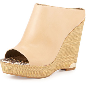 Nude Sam Edelman Khylee Leather Wedge Mule $160 on Neimanmarcus.com