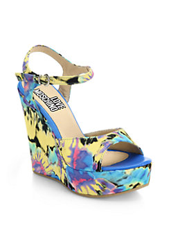 Love Moschino Tie-Dye Printed Wedge Sandals $225 on Saks Fifth Avenue.com
