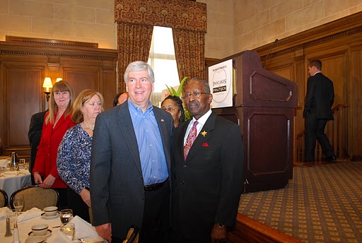 Sam Logan and Gov. Rick Snyder