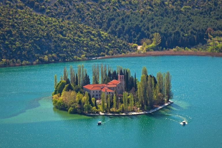 Monastery on the island of Visovac in the Krka National Park