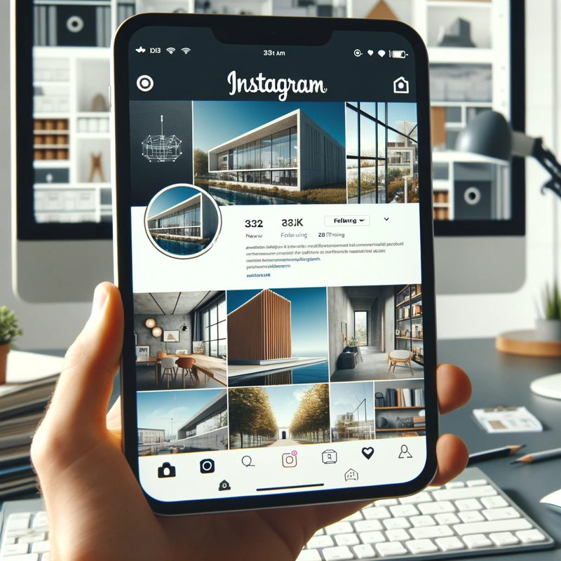 Instagram profile belonging to an architect or architectural firm on a tablet screen.png