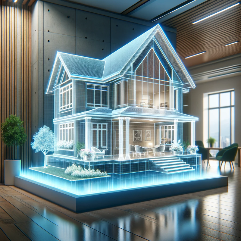 holographic model of a house in a modern office.png