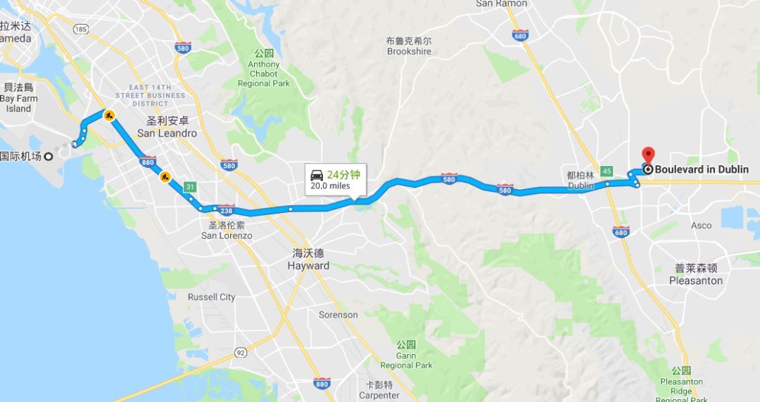 距奥克兰国际机场车程24分钟