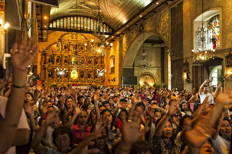 During Sinulog, overwhelming number of devotees utilize the Basilica to attend mass being held at the Pilgrim Center outside