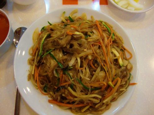 Authentic Korean Japjae: Sweet Potato Glass Noodle Stir Fry with Beef and Vegetables