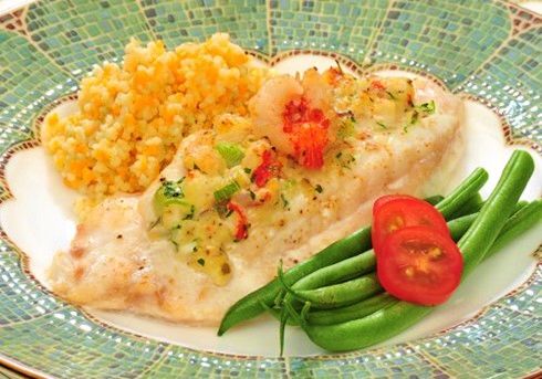 Rock Shrimp Stuffed Grouper