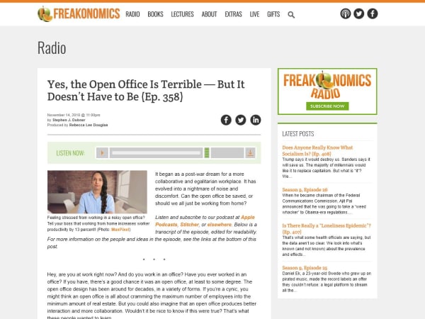 screenshot ofOpen office freakonomics episode