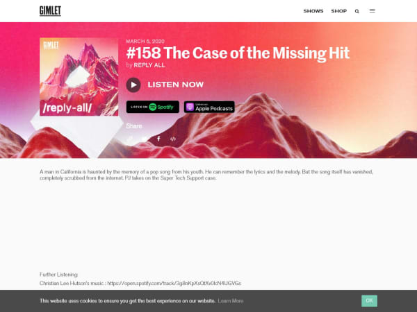 screenshot ofReply All: The Case of The Missing Hit