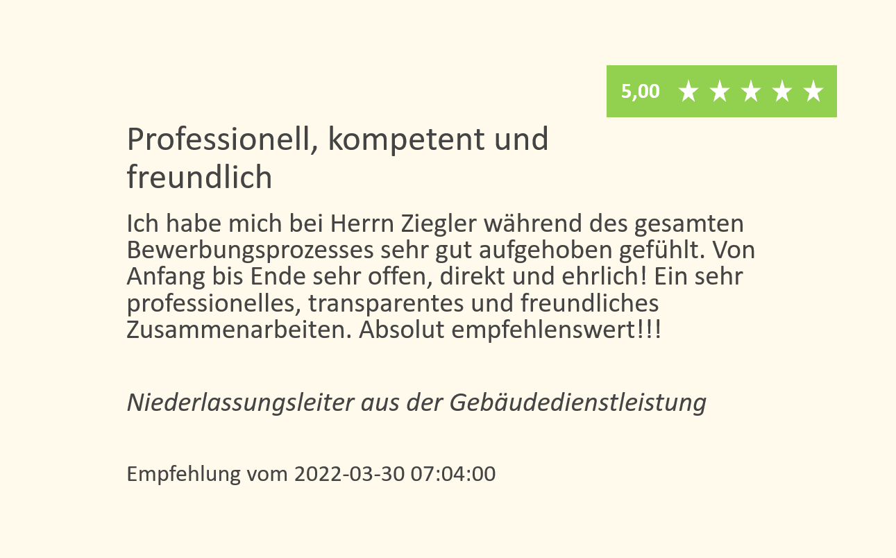SZH+ Referenz Kandidat Manager Dienstleistung