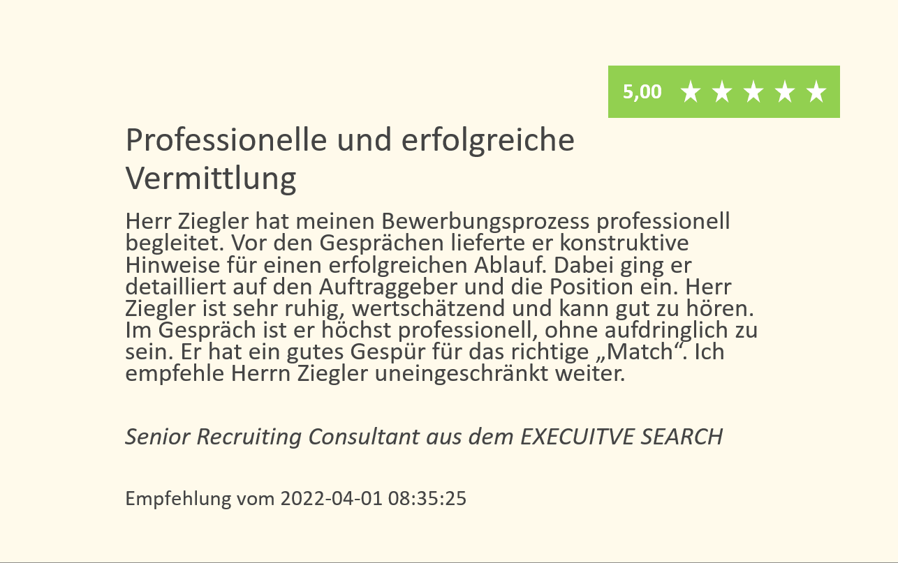 SZH+ Referenz Kandidatin Recruiting