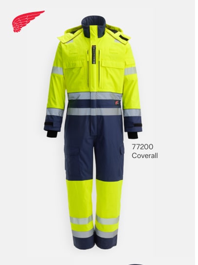 Coverall RW,One Shield,Hi-V,Lined,WP,Nav/Yel.