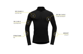 Devold Safe Polo Zip-Neck Wool  FR, (950) Gr/Black