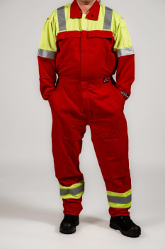 Coverall Brelite Men FR 160 gm Red/HiWiz Yellow