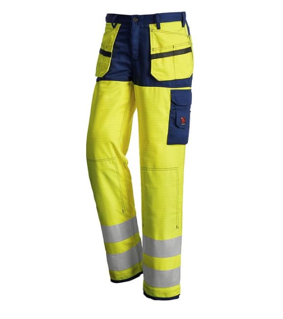 Trousers RW Multinorm, tool pocket, Navy/Yellow