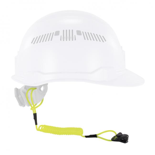 Squids 3158 Coiled Hard Hat Lanyard with Clamp - 0.9kg