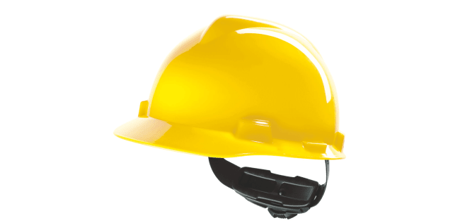 MSA Safety Helmet V-Gard, Yellow,  Ratchet suspension