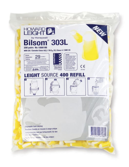 Ear Plugs Honeywell Bilsom 303L Foamplug, Refill bag 200P