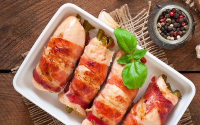 Proscuitto wrapped chicken