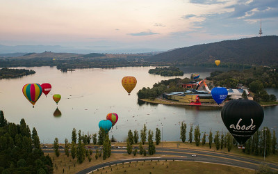 Hot air balloon over Canberra