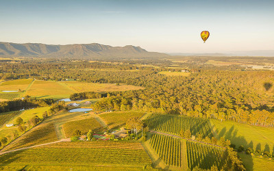 Hot air balloon over Hunter Valley