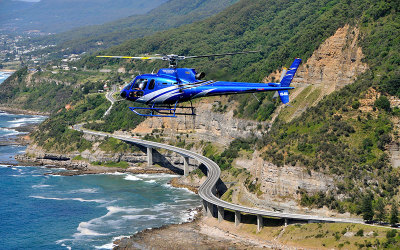 Helicopter flight over Wollongong and Seacliff Bridge