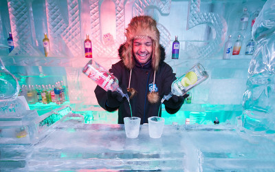 Ice Bar entry with cocktail