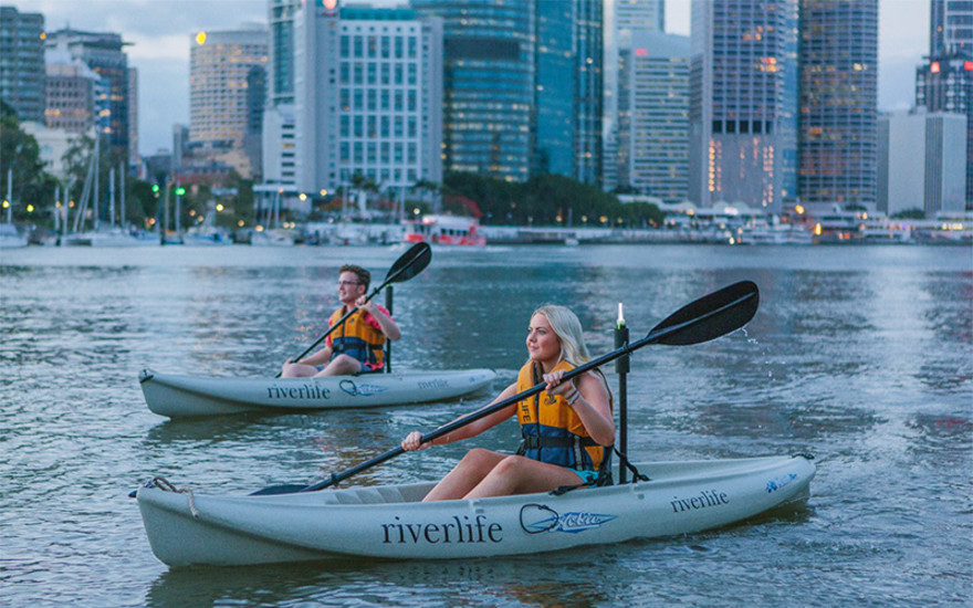 QLD: Twilight kayak tour with grazing board and wine