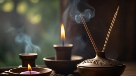 Rökelse och tända ljus