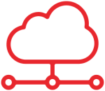 Line art of data to cloud photography uploads
