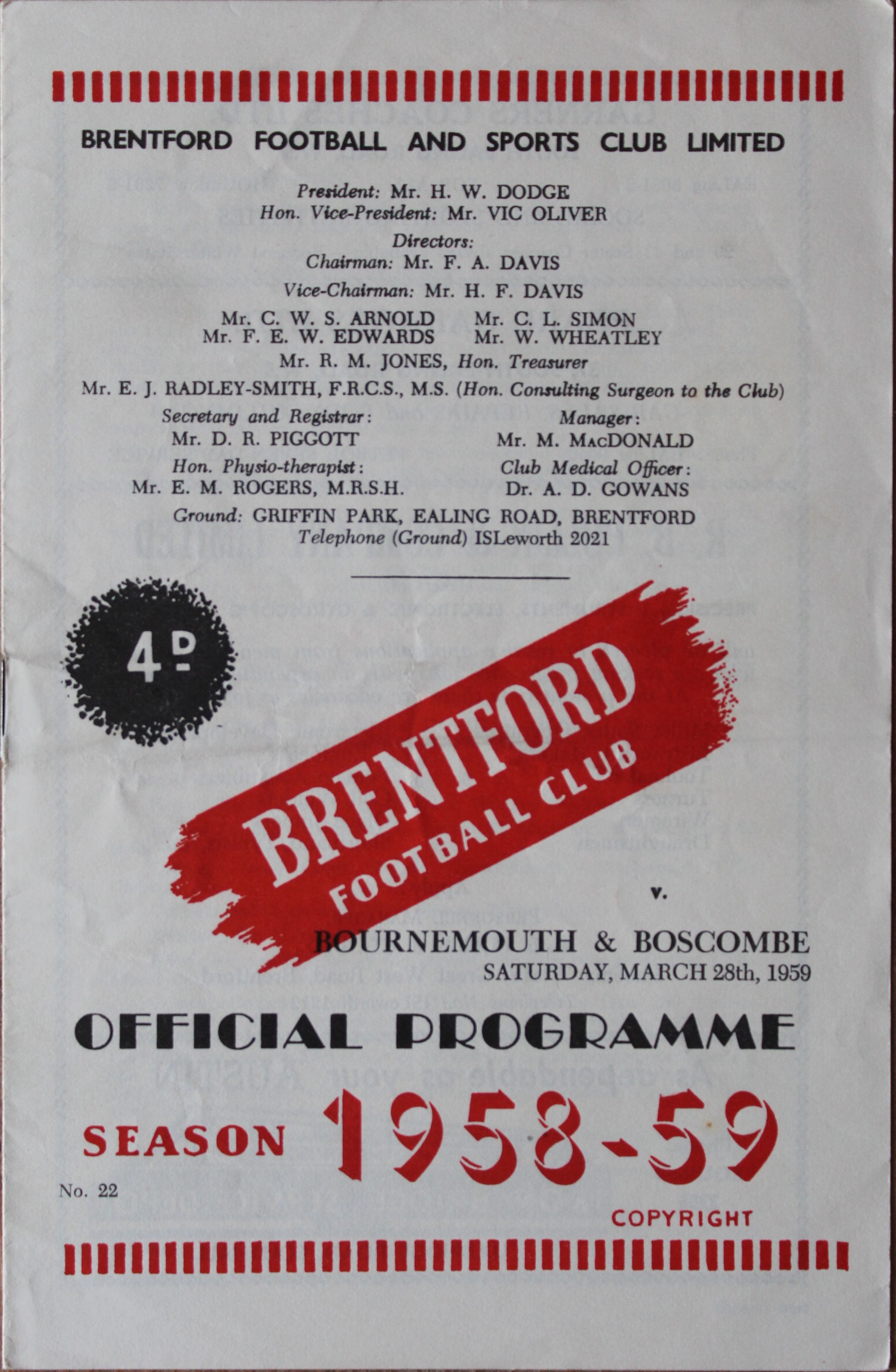 Match programme