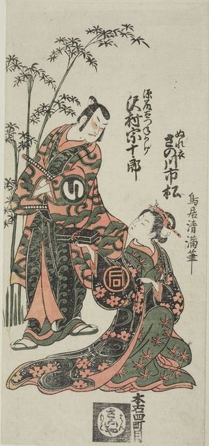 Actors Sanogawa Ichimatsu and Sawamura Sôjûrô, by Torii Kiyomitsu, c. 1755, ukiyo-e, yakusha-e