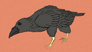 Crow Raven -ukiyo-e Color-(からす) by RedSparkle (11-2019),Ukiyo-e art blog