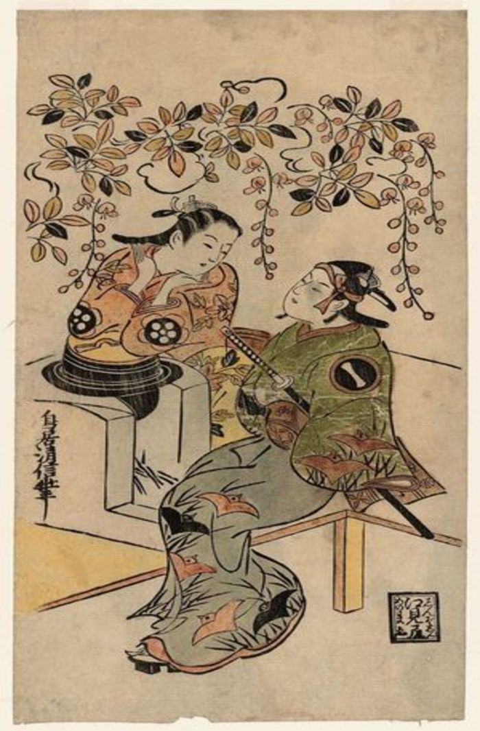 Ichikawa Monnosuke I as Karigane Bunshichi, and Dekijima Daisuke, by Torii Kiyonobu I, c. 1720, ukiyo-e, yakusha-e