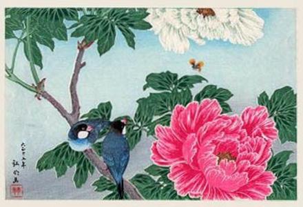 Peony and Paddy Birds, Shotei Takahashi, c. 1926, kacho-e