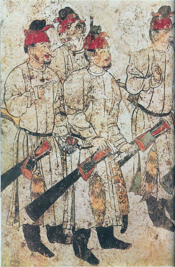 A mural painting of Li Xian's tomb